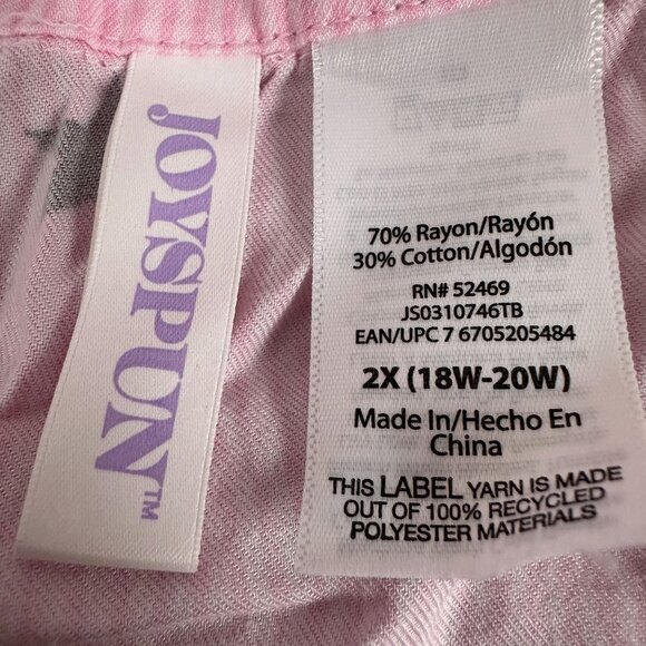 Joyspun Women's Pink Star Print Button-Down Pajama Shirt 2X - Picture 3 of 4